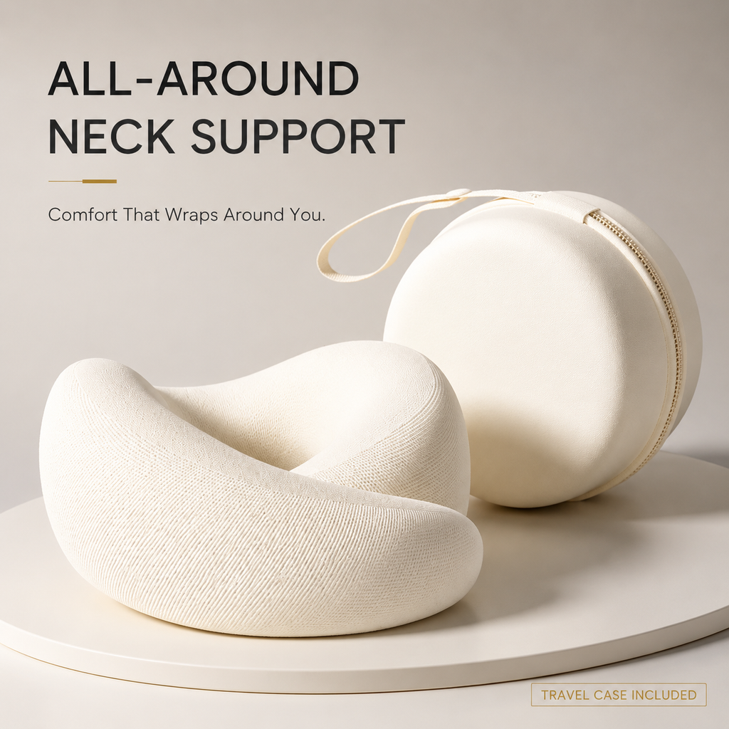 AeroWrap™ memory foam travel pillow with chin support