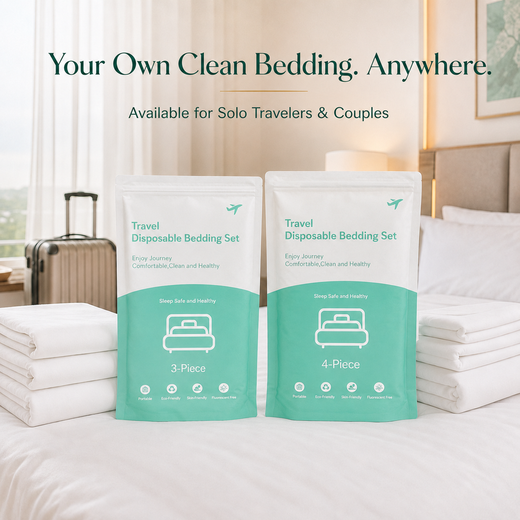SWISA™ disposable travel bedding set