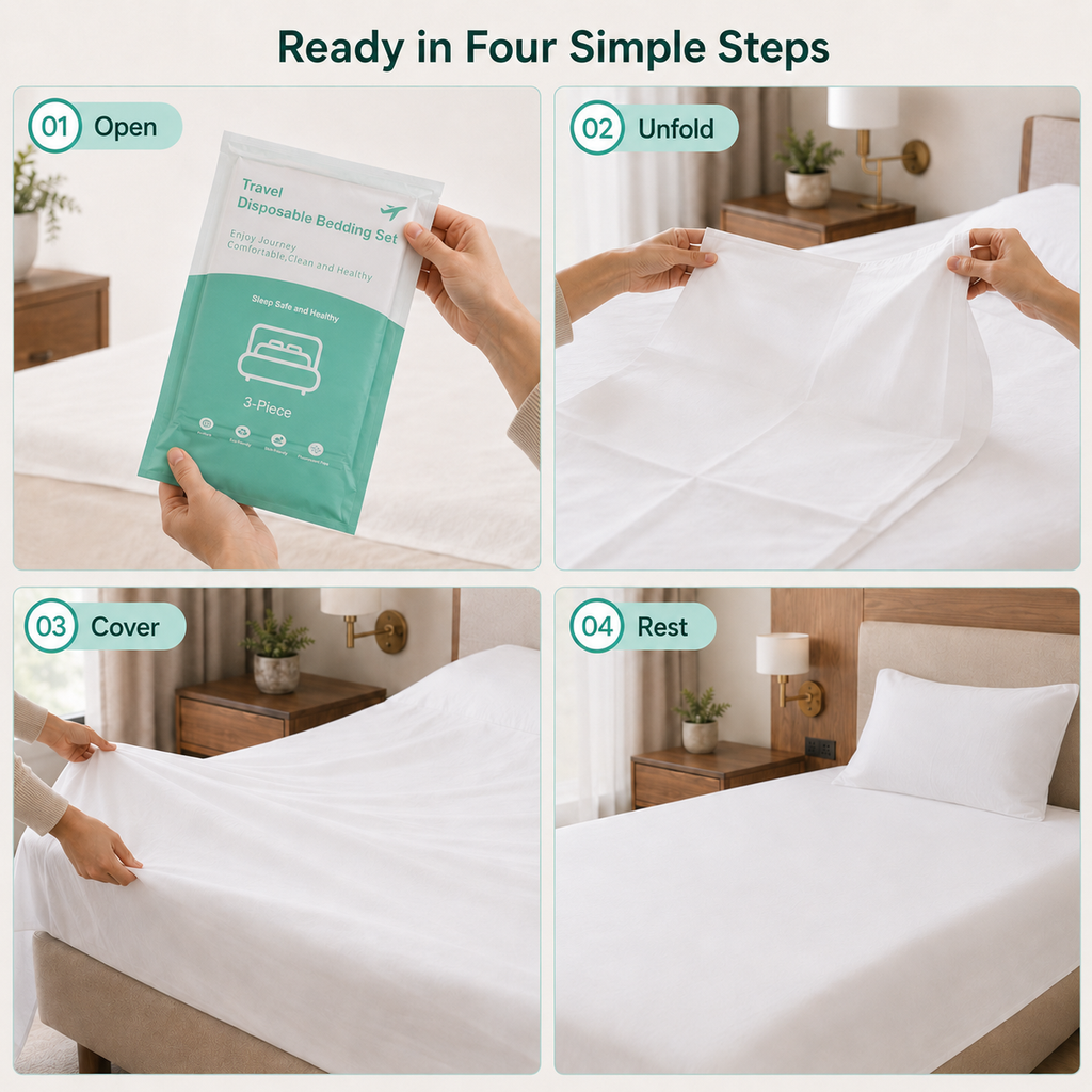 SWISA™ disposable travel bedding set — view 4