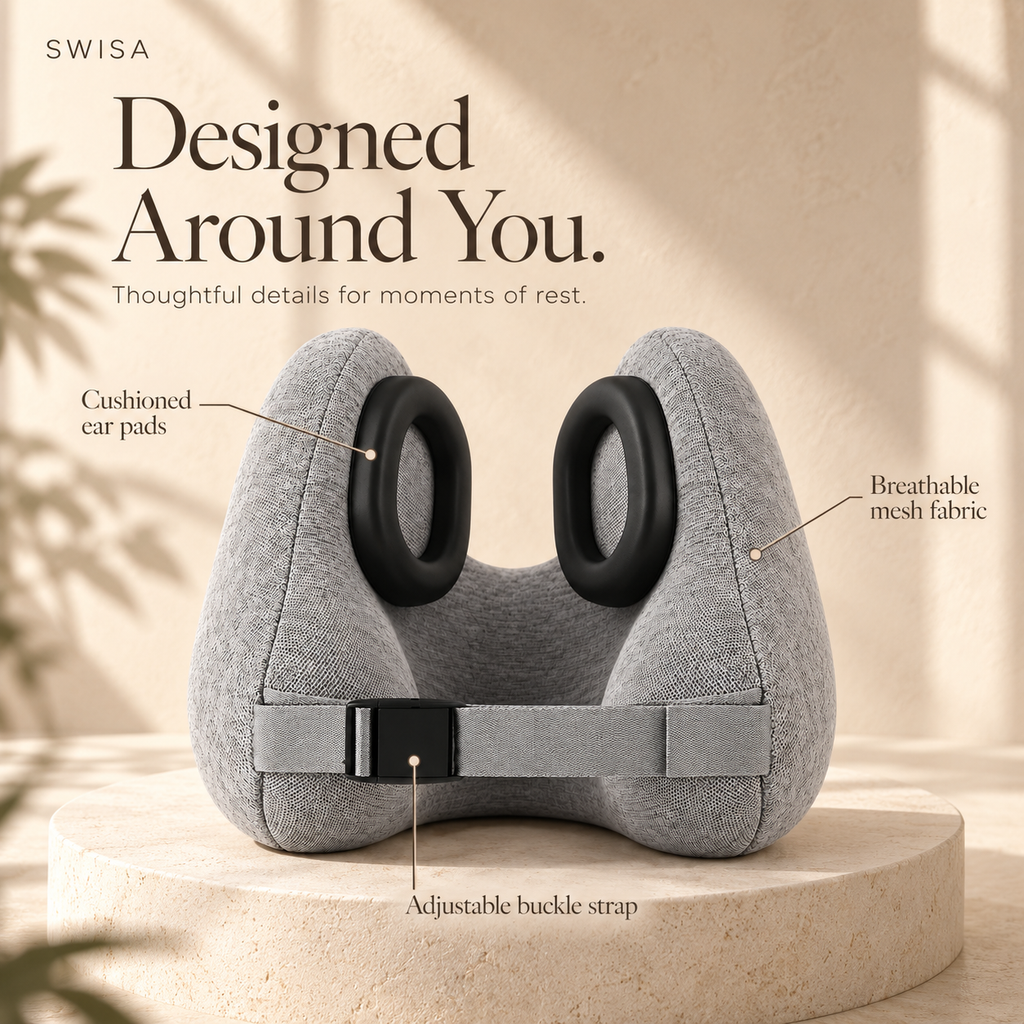 Nuvela Noise-Reducing Travel Pillow — Cushioned Ear Support